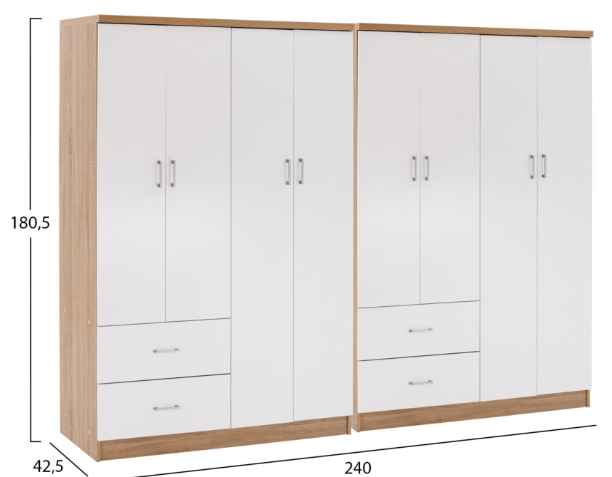 ΝΤΟΥΛΑΠΑ 8ΦΥΛΛΗ BRIANA HM21237.02 ΜΕΛΑΜΙΝΗ SONAMA & ΛΕΥΚΟ 241x42,5Χ180,5Υεκ.