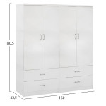 ΝΤΟΥΛΑΠΑ 4ΦΥΛΛΗ REINA ME 4 ΣΥΡΤΑΡΙΑ HM21258 ΜΕΛΑΜΙΝΗ ΣΕ ΛΕΥΚΟ 160x42,5x180,5Υεκ