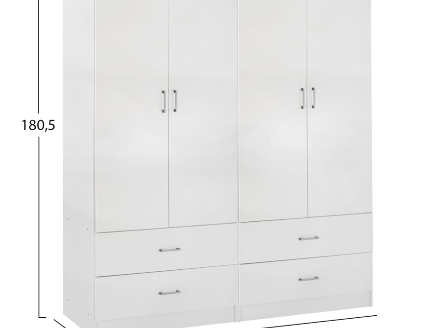 ΝΤΟΥΛΑΠΑ 4ΦΥΛΛΗ REINA ME 4 ΣΥΡΤΑΡΙΑ HM21258 ΜΕΛΑΜΙΝΗ ΣΕ ΛΕΥΚΟ 160x42,5x180,5Υεκ