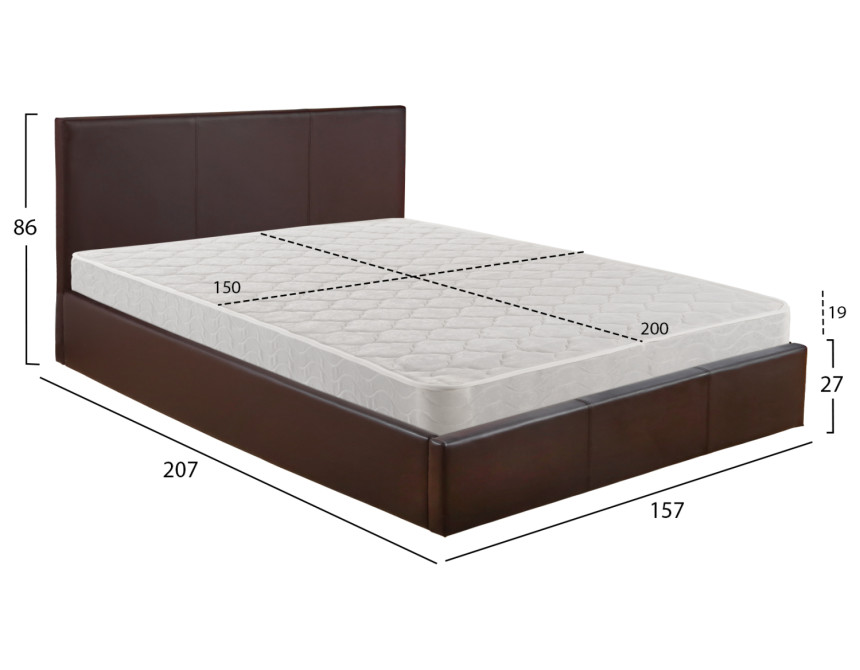 ΚΡΕΒΑΤΙ ΔΙΠΛΟ & ΣΤΡΩΜΑ BOBBI HM21271.02 ΚΑΦΕ PU ΜΕ ΑΠΟΘ.ΧΩΡΟ--ΓΙΑ 150x200εκ