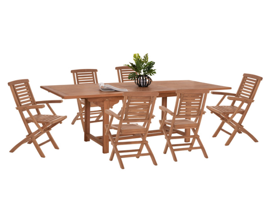 ΣΕΤ ΤΡΑΠΕΖΑΡΙΑΣ CRANDER HM21288 ΤΡΑΠΕΖΙ & 6 ΠΟΛΥΘΡΟΝΕΣ ΠΤΥΣΣΟΜΕΝΕΣ-ΤΕΑΚ