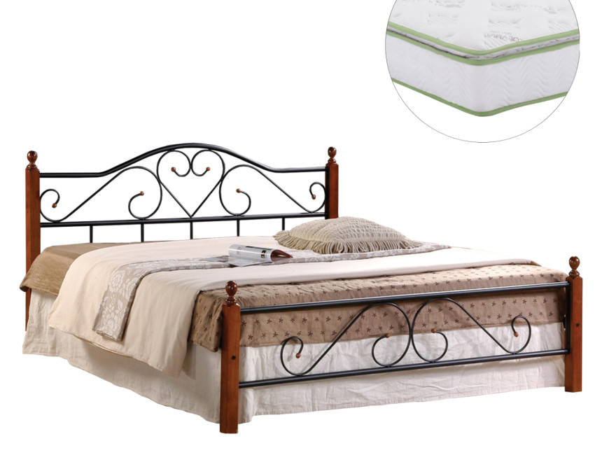 ΚΡΕΒΑΤΙ ΔΙΠΛΟ & ΣΤΡΩΜΑ CANDY HM21327 ΜΕΤΑΛΛΟ & ΞΥΛΟ ΣΕ DIRTY OAK--ΣΤΡΩΜΑ 150x200εκ