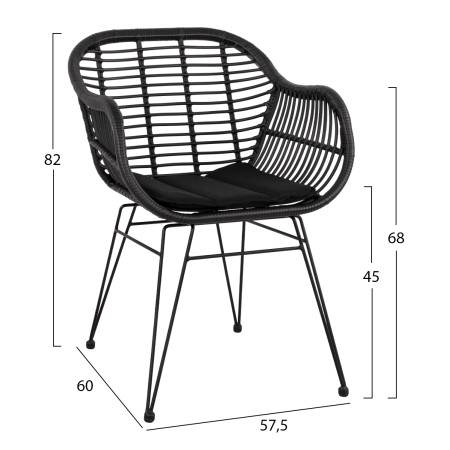 ΣΕΤ ΤΡΑΠΕΖΑΡΙΑΣ 3ΤΜΧ HM11871 ΜΕΤΑΛΛΟ & RATTAN ΣΕ ΜΑΥΡΟ ΧΡΩΜΑ