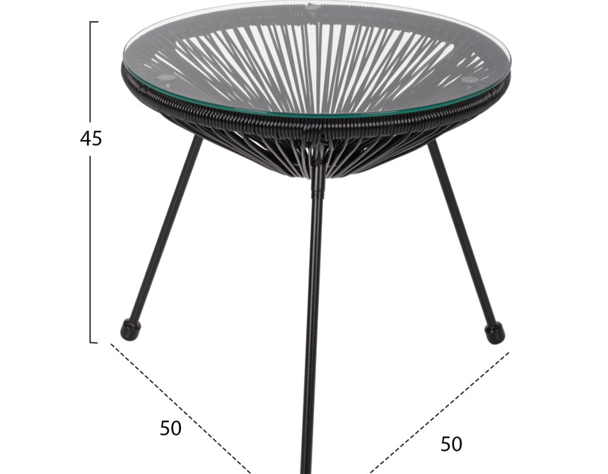 ΣΕΤ ΤΡΑΠΕΖΑΡΙΑΣ 3ΤΜΧ HM11871 ΜΕΤΑΛΛΟ & RATTAN ΣΕ ΜΑΥΡΟ ΧΡΩΜΑ