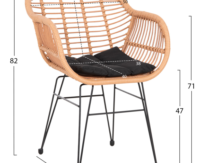 ΣΕΤ ΕΞΩΤ.ΧΩΡΟΥ 5ΤΜΧ ALLEGRA HM21027 ΣΕ ΜΠΕΖ & ΜΑΥΡΟ ΧΡΩΜΑ WICKER-ΜΕΤΑΛΛΟ