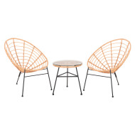 ΣΕΤ ΕΞΩΤΕΡΙΚΟΥ ΧΩΡΟΥ 3ΤΜΧ ALLEGRA HM21047.11 ΜΠΕΖ ΣΥΝΘ.RATTAN-ΜΕΤΑΛΛΟ ΣΕ ΜΑΥΡΟ
