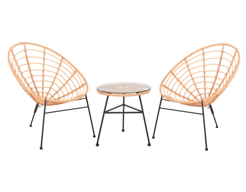 ΣΕΤ ΕΞΩΤΕΡΙΚΟΥ ΧΩΡΟΥ 3ΤΜΧ ALLEGRA HM21047.11 ΜΠΕΖ ΣΥΝΘ.RATTAN-ΜΕΤΑΛΛΟ ΣΕ ΜΑΥΡΟ