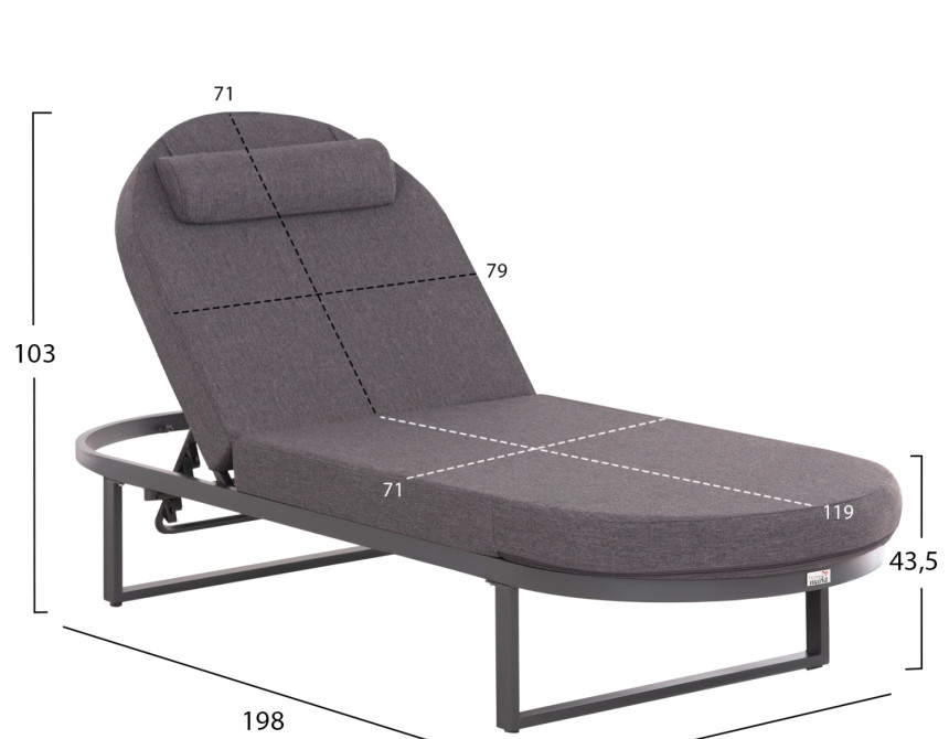 ΕΠΑΓΓΕΛΜATIKH ΞΑΠΛΩΣΤΡΑ MALLOW HM10715.03 ΣΚΟΥΡΟ ΓΚΡΙ ΑΛΟΥΜΙΝΙΟ & ΜΑΞΙΛΑΡΙ 198x71x103Υεκ