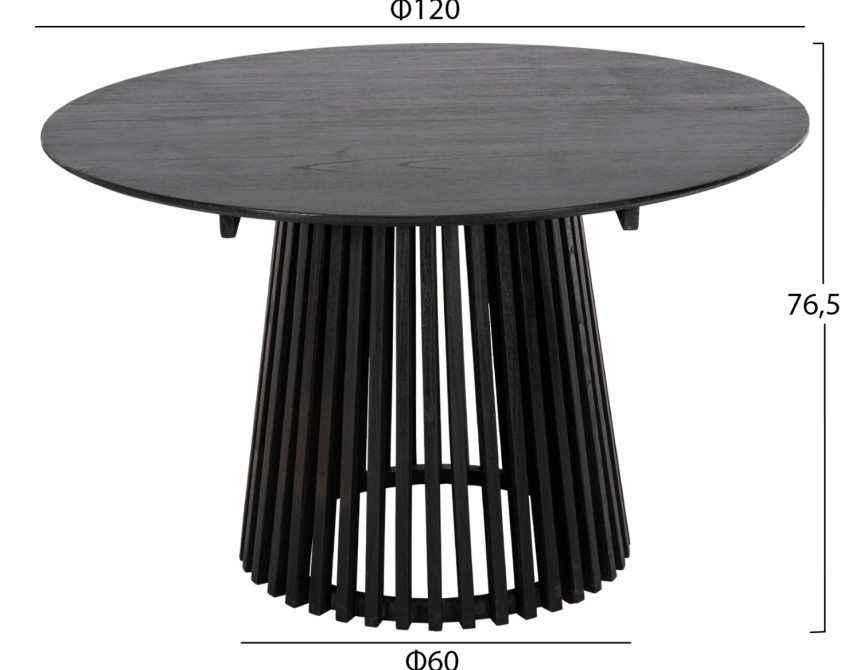 ΣΕΤ ΤΡΑΠΕΖΑΡΙΑΣ 5ΤΜΧ OSLO HM21075.01 ΣΤΡΟΓΓΥΛΟ ΤΡΑΠΕΖΙ Φ120εκ. & 4 ΚΑΡΕΚΛΕΣ-ΜΑΥΡΟ