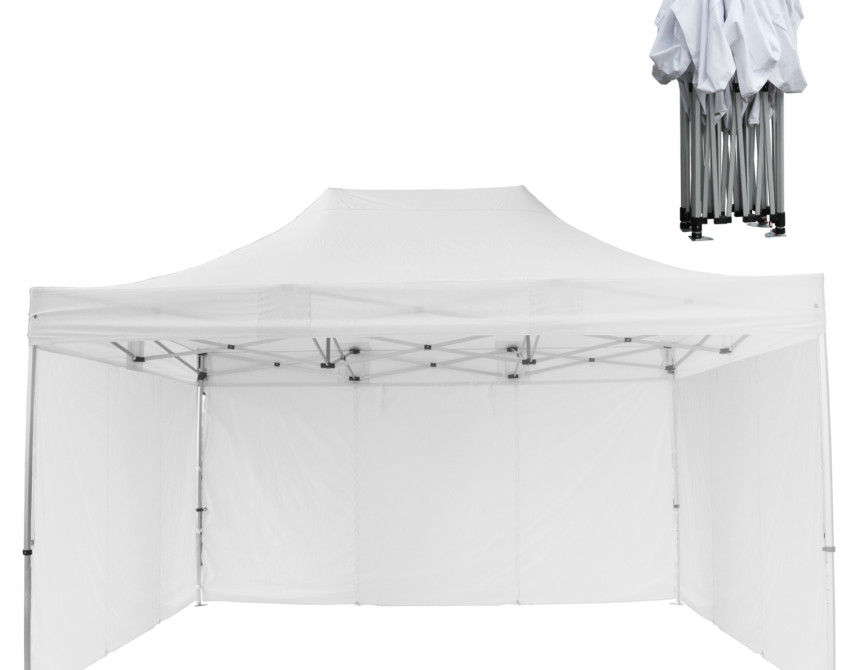 GAZEBO ΜΕ 3 ΠΛΑΙΝΑ ΠΑΝΙΑ ΣΚΙΑΣΗΣ CRESSEN HM21098.01 ΠΤΥΣΣΟΜΕΝΟ ΑΛΟΥΜΙΝΙΟΥ 3x4,5x3,4Yμ