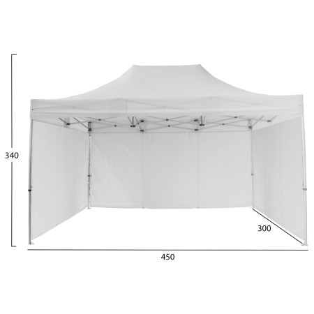 GAZEBO ΜΕ 3 ΠΛΑΙΝΑ ΠΑΝΙΑ ΣΚΙΑΣΗΣ CRESSEN HM21098.01 ΠΤΥΣΣΟΜΕΝΟ ΑΛΟΥΜΙΝΙΟΥ 3x4,5x3,4Yμ