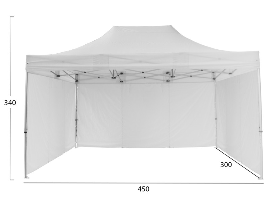 GAZEBO ΜΕ 3 ΠΛΑΙΝΑ ΠΑΝΙΑ ΣΚΙΑΣΗΣ CRESSEN HM21098.01 ΠΤΥΣΣΟΜΕΝΟ ΑΛΟΥΜΙΝΙΟΥ 3x4,5x3,4Yμ