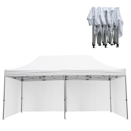 GAZEBO ΜΕ 4 ΠΛΑΙΝΑ ΠΑΝΙΑ ΣΚΙΑΣΗΣ CRESSEN HM21099.01 ΠΤΥΣΣΟΜΕΝΟ ΑΛΟΥΜΙΝΙΟΥ 3x6x3,4Yμ