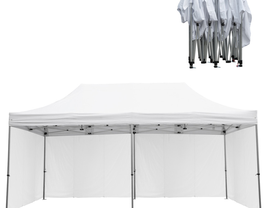 GAZEBO ΜΕ 4 ΠΛΑΙΝΑ ΠΑΝΙΑ ΣΚΙΑΣΗΣ CRESSEN HM21099.01 ΠΤΥΣΣΟΜΕΝΟ ΑΛΟΥΜΙΝΙΟΥ 3x6x3,4Yμ