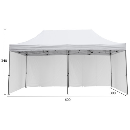 GAZEBO ΜΕ 4 ΠΛΑΙΝΑ ΠΑΝΙΑ ΣΚΙΑΣΗΣ CRESSEN HM21099.01 ΠΤΥΣΣΟΜΕΝΟ ΑΛΟΥΜΙΝΙΟΥ 3x6x3,4Yμ