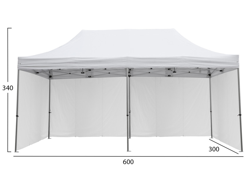 GAZEBO ΜΕ 4 ΠΛΑΙΝΑ ΠΑΝΙΑ ΣΚΙΑΣΗΣ CRESSEN HM21099.01 ΠΤΥΣΣΟΜΕΝΟ ΑΛΟΥΜΙΝΙΟΥ 3x6x3,4Yμ