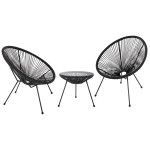 ΣΕΤ ΕΞΩΤΕΡΙΚΟΥ ΧΩΡΟΥ 3ΤΜΧ ACAPULCO HM21101 TWISTED WICKER-ΜΕΤΑΛΛΟ ΣΕ ΜΑΥΡΟ