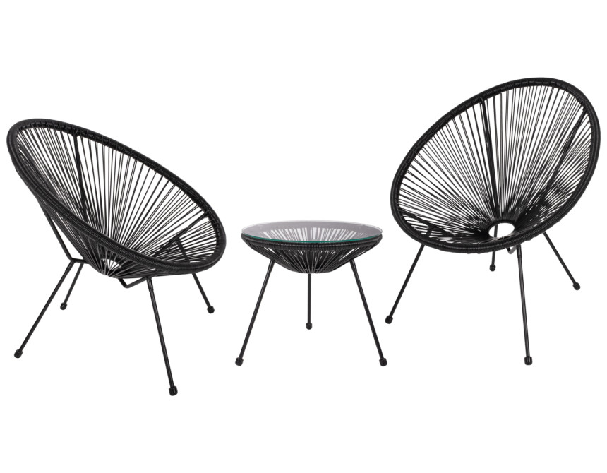 ΣΕΤ ΕΞΩΤΕΡΙΚΟΥ ΧΩΡΟΥ 3ΤΜΧ ACAPULCO HM21101 TWISTED WICKER-ΜΕΤΑΛΛΟ ΣΕ ΜΑΥΡΟ