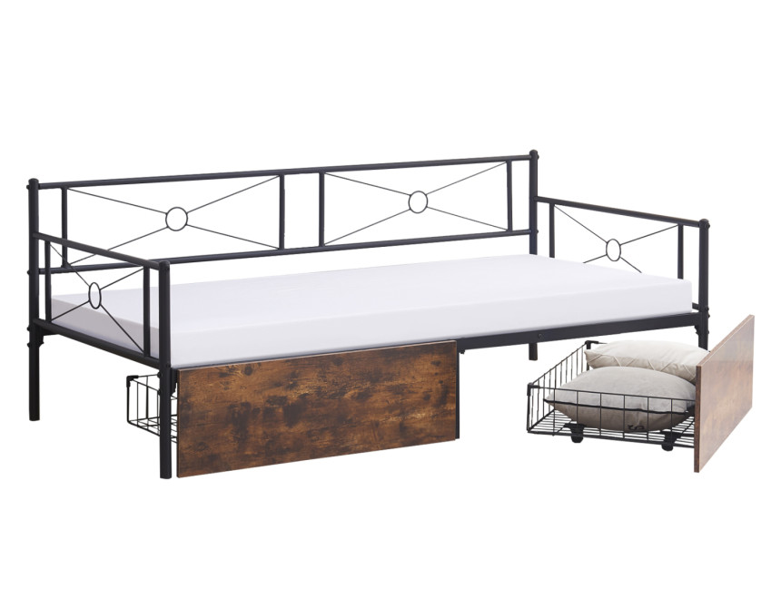 ΚΡΕΒΑΤΙ-ΚΑΝΑΠΕΣ BERNIE HM21120.01 ΜΑΥΡΟΣ ΜΕΤΑΛ. ΣΚΕΛΕΤΟΣ & ΣΥΡΤΑΡΙΑ- ΓΙΑ 190x90εκ.