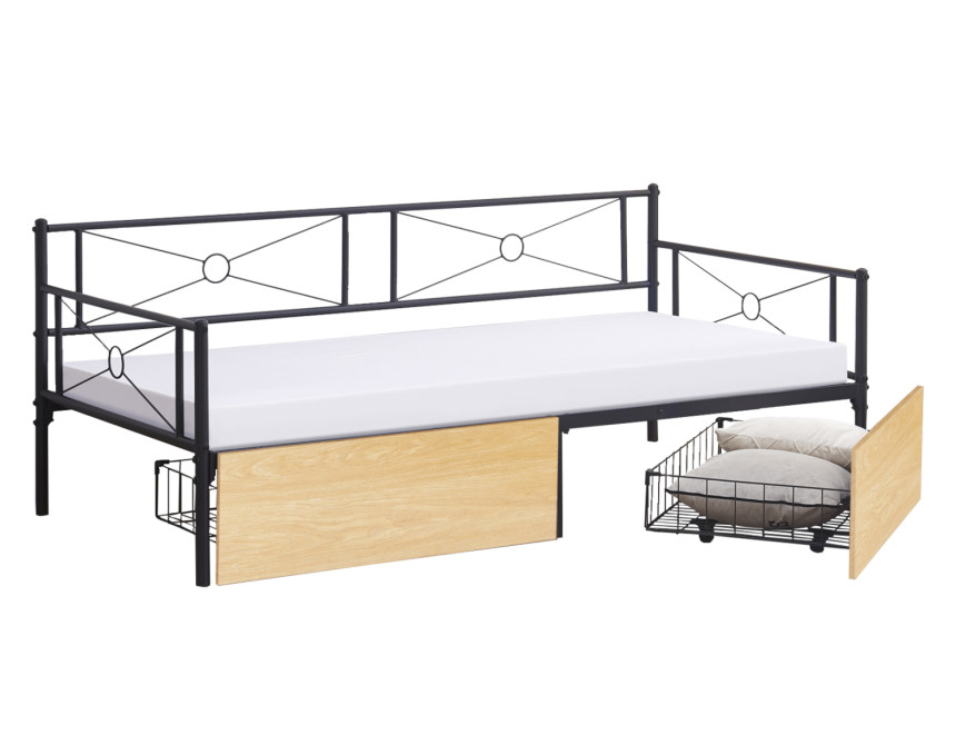 ΚΡΕΒΑΤΙ-ΚΑΝΑΠΕΣ BERNIE HM21120.02 ΜΑΥΡΟΣ ΜΕΤΑΛ.ΣΚΕΛΕΤΟΣ & SONAMA ΣΥΡΤΑΡΙΑ-190x90εκ.