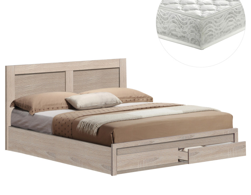 ΚΡΕΒΑΤΙ ΔΙΠΛΟ ΜΕ ΣΥΡΤΑΡΙΑ & ΣΤΡΩΜΑ CAPRI HM21169 ΜΕΛΑΜΙΝΗ SONAMA--ΓΙΑ 150x200εκ