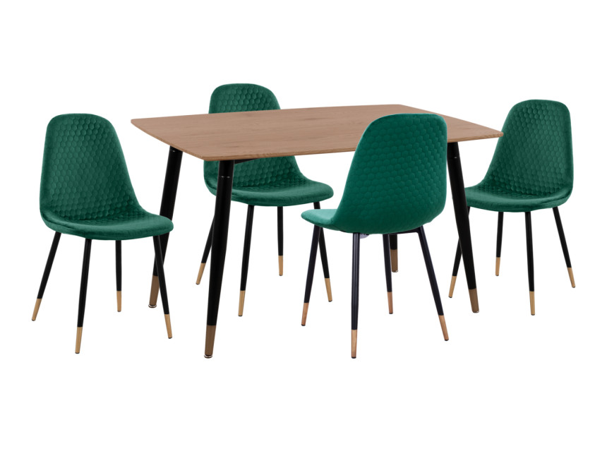 ΣΕΤ ΤΡΑΠΕΖΑΡΙΑΣ 5ΤΜΧ ALIZA HM11196.03 MDF TOP-ΒΕΛΟΥΔΟ ΚΥΠΑΡΙΣΣΙ & ΜΕΤΑΛΛΟ ΜΑΥΡΟ