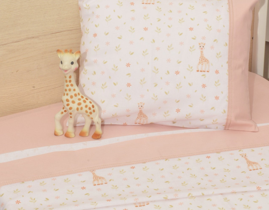 Σεντόνια κούνιας με ΛΑΣΤΙΧΟ 3 τεμαχίων Sophie La Girafe σχέδιο 502