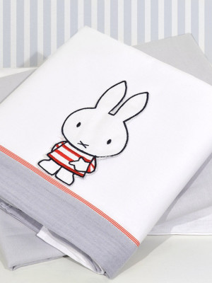Σεντόνια Κούνιας 3 τεμ. Μουσελίνα Γκρι Design 65 Miffy