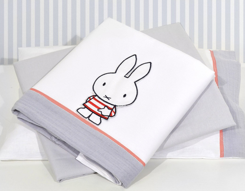 Σεντόνια Κούνιας 3 τεμ. Μουσελίνα Γκρι Design 65 Miffy