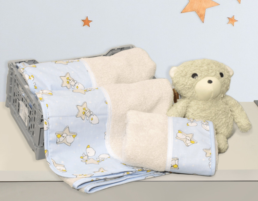 Oliver Baby Σετ Πετσέτες Εμπριμέ - 2 τεμ Σχ΄΄εδιο 211 100% βαμβάκι 450 ΓΡΜ/ΤΜ - 30Χ50 70Χ120 - Ελληνικής ραφής