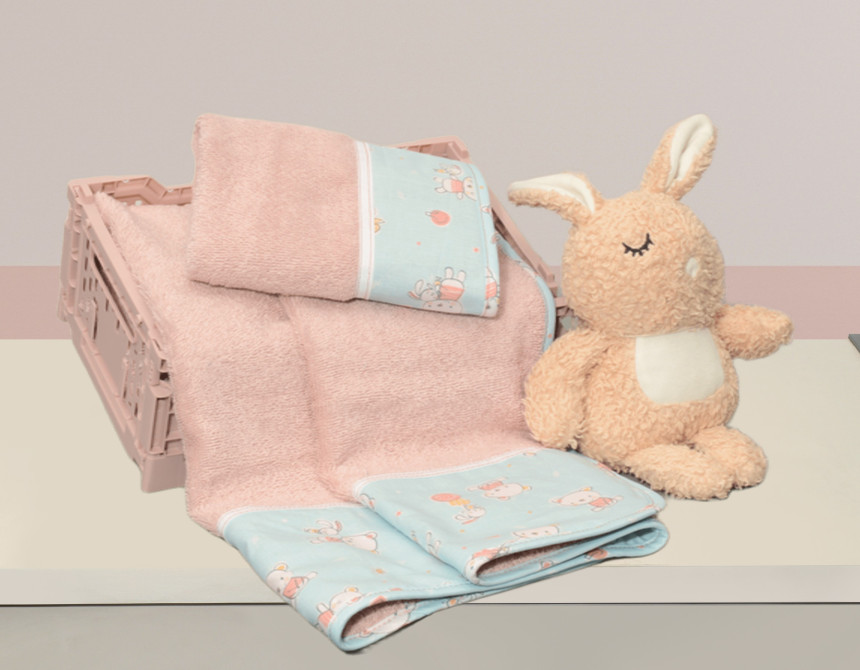 Oliver Baby Σετ Πετσέτες Εμπριμέ - 2 τεμ Σχ΄΄εδιο 212 100% βαμβάκι 450 ΓΡΜ/ΤΜ - 30Χ50 70Χ120 - Ελληνικής ραφής