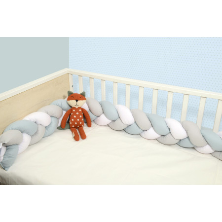 Oliver Baby Des.3135 πλεξούδα Λευκό-Μέντα-Γκρι  Βαμβακερή 20x200