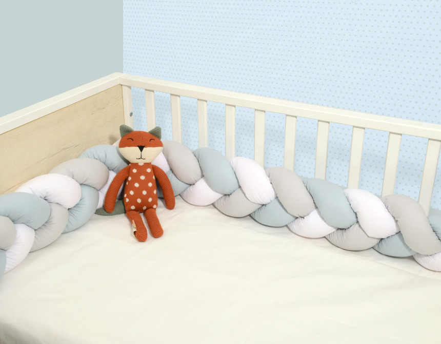 Oliver Baby Des.3135 πλεξούδα Λευκό-Μέντα-Γκρι  Βαμβακερή 20x200
