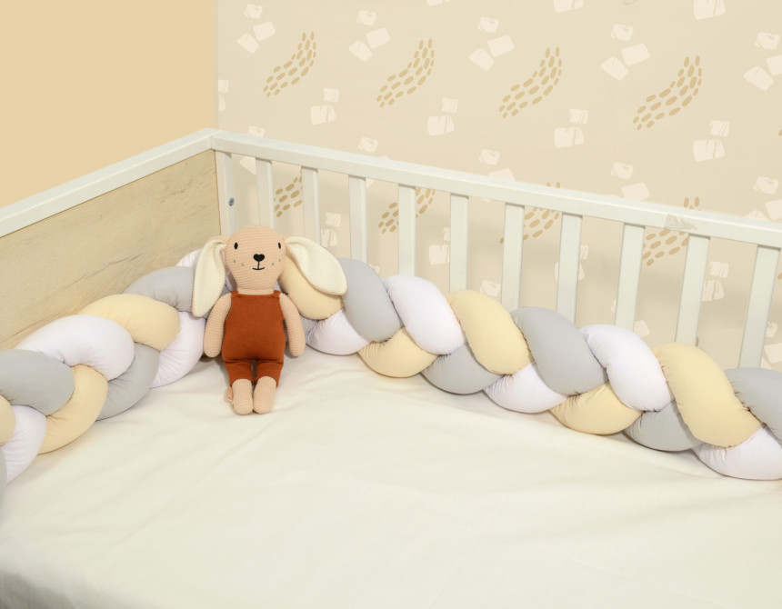 Oliver Baby Des.3145 πλεξούδα Εκρού - Λευκό - Γκρι τριπλή Βαμβακερή 20x200