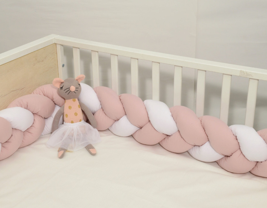 Oliver Baby Des.3160 πλεξούδα Σάπιο Μήλο - Λευκό τριπλή Βαμβακερή 20x200