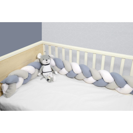 Oliver Baby Des.3175 πλεξούδα Ραφ - Λευκό - Γκρι τριπλή Βαμβακερή 20x200