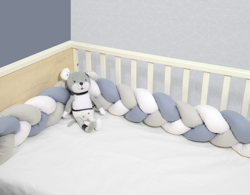 Oliver Baby Des.3175 πλεξούδα Ραφ - Λευκό - Γκρι τριπλή Βαμβακερή 20x200