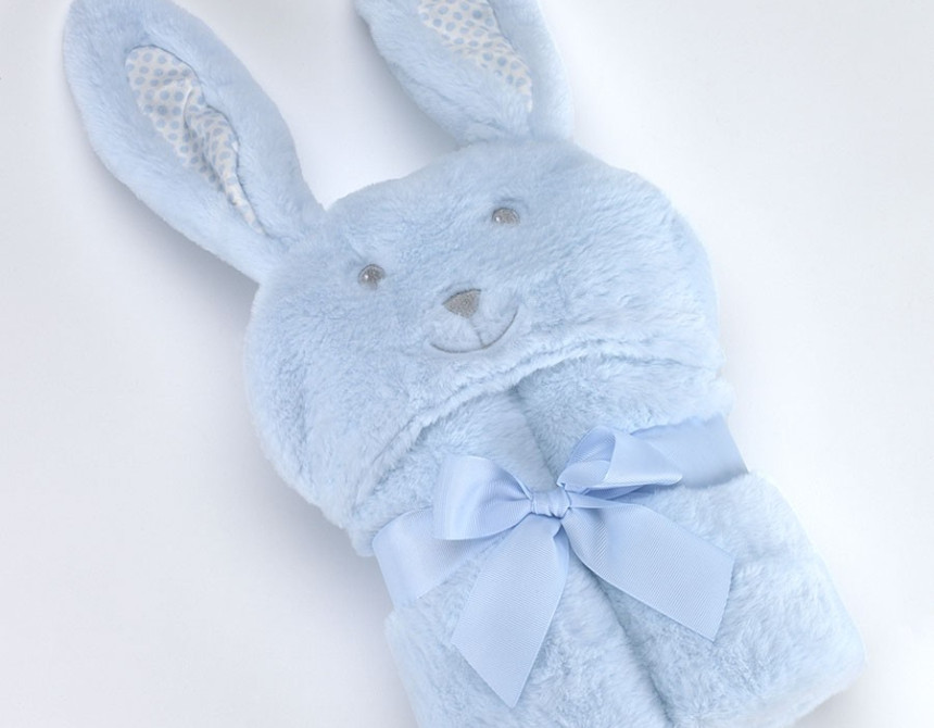 Κουβέρτα ΜORA POMPON RABBIT ΓΑΛΑΖΙΟ 75Χ95 cm