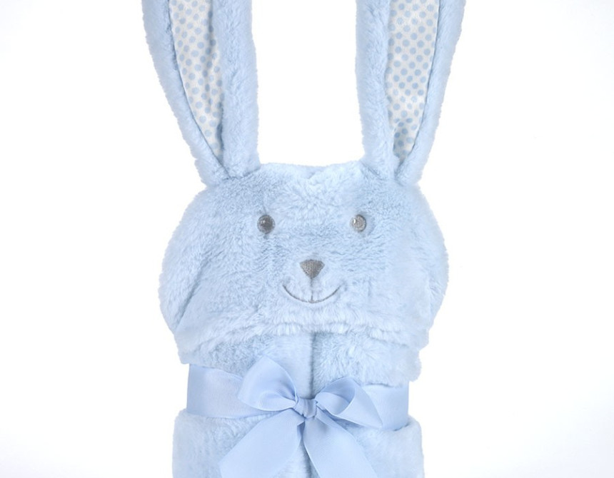 Κουβέρτα ΜORA POMPON RABBIT ΓΑΛΑΖΙΟ 75Χ95 cm