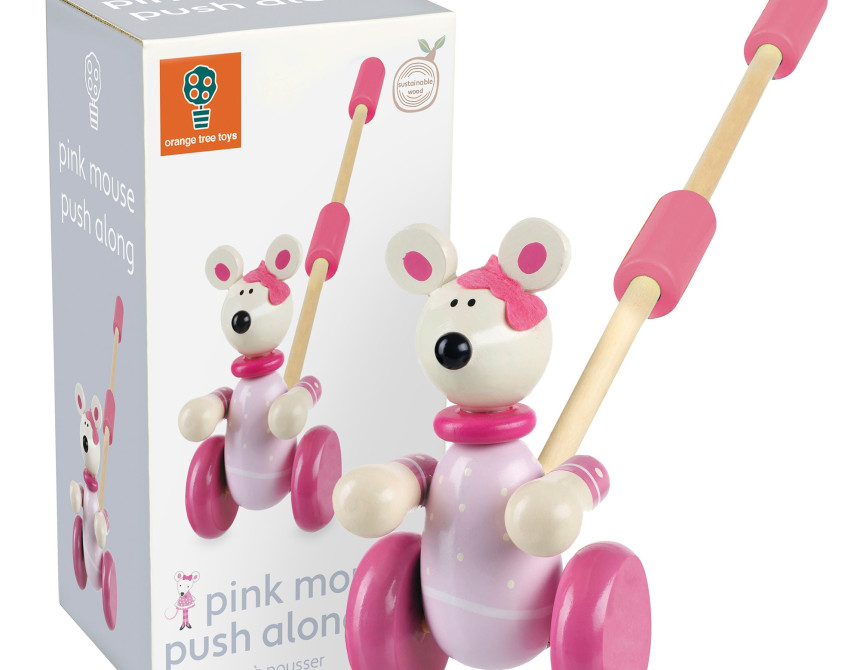 Παιχνίδι ώθησης Pink Mouse Orange Tree Toys