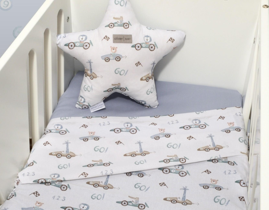 Σεντόνια Λίκνου Σετ 2τ -75x110-100% Βαμβάκι Des.421 Oliver Baby
