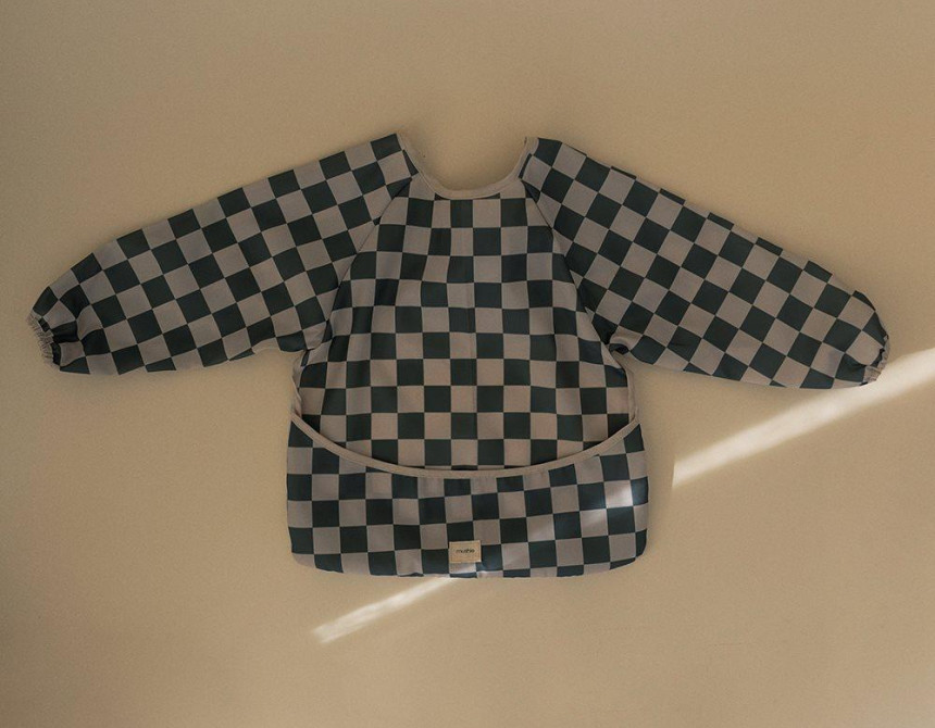 Σαλιάρα με Μανίκια Olive Check - Mushie