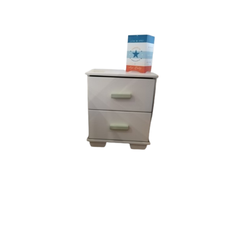 Κομοδίνο με 2 συρτάρια 40x40x50cm λευκό με μέντα πόμολα