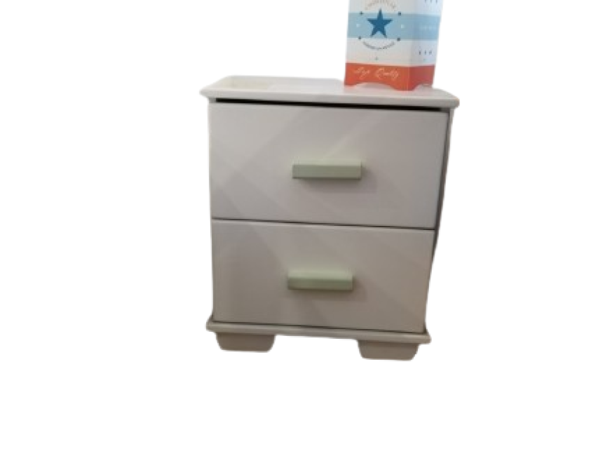 Κομοδίνο με 2 συρτάρια 40x40x50cm λευκό με μέντα πόμολα