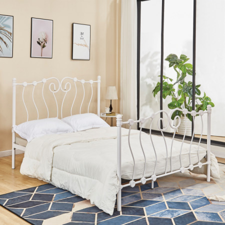 Κρεβάτι mace HM587.02 150x200 εκ. από μεταλλικό λευκό ματ σκελετό