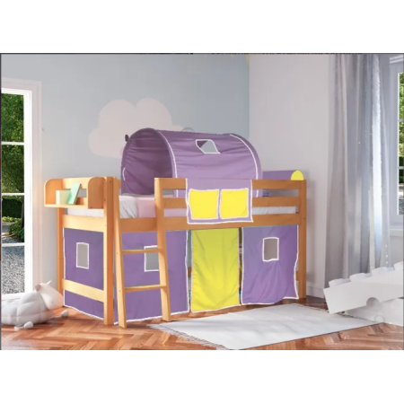 Υπερυψωμένο παιδικό κρεβάτι smart plus φυσικό οξιά για στρώμα 90x200