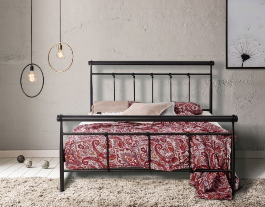 Μεταλλικό κρεβάτι No 33 για στρώμα 150x200cm 385-215-469 μαύρο σαγρέ
