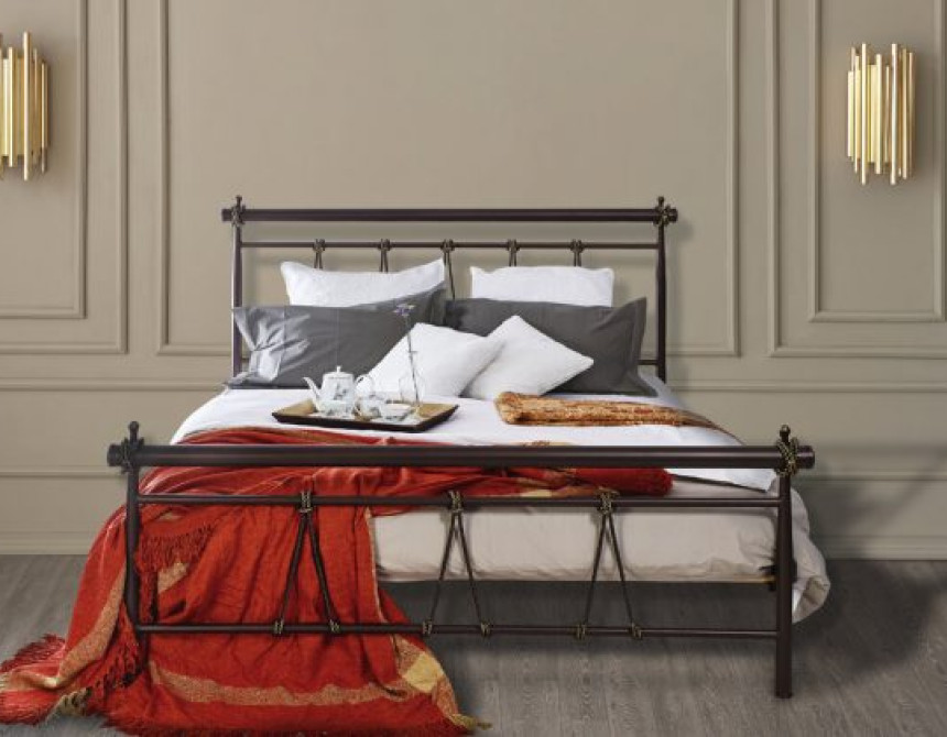 Μεταλλικό κρεβάτι No 34 για στρώμα 150x200cm 811-225-641 σκουριά-χρυσό