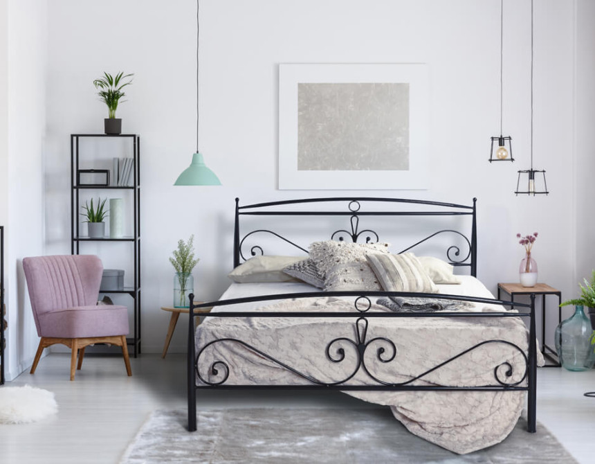 Μεταλλικό κρεβάτι No 66 για στρώμα 150x200cm 328-150-408 μαύρο