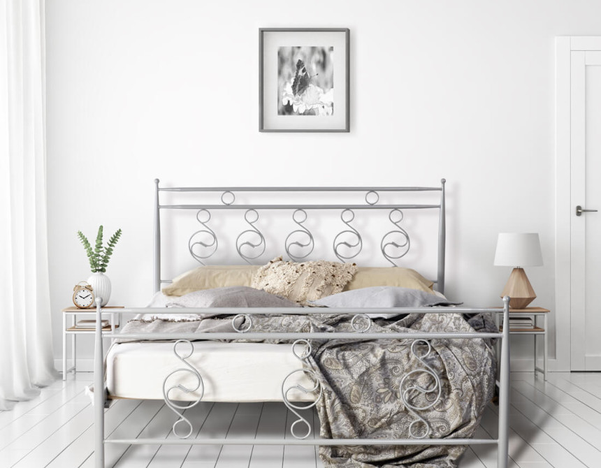 Μεταλλικό κρεβάτι No 66 για στρώμα 150x200cm 817-178-721 ασημί